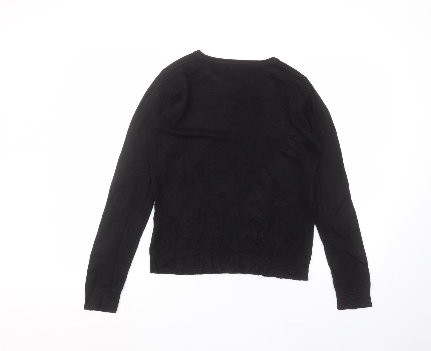 Atmosphere Womens Black  Acrylic Basic T-Shirt Size 10 Round Neck