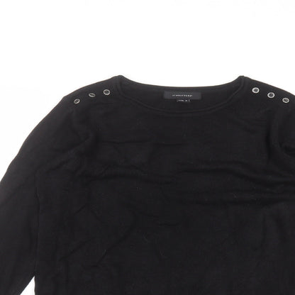 Atmosphere Womens Black  Acrylic Basic T-Shirt Size 10 Round Neck