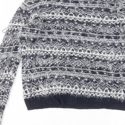 BHS Womens Blue Round Neck  Acrylic Pullover Jumper Size 8