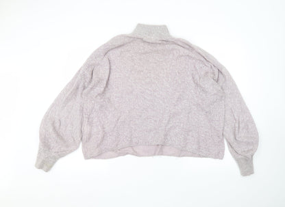 Warehouse Womens Purple Round Neck  Acrylic Pullover Jumper Size L