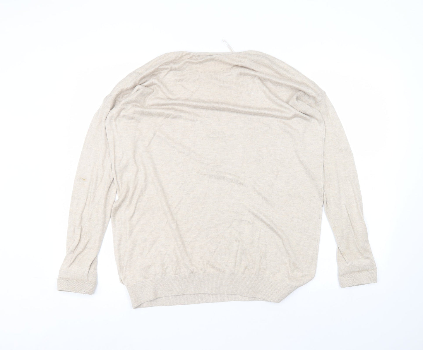 Wallis Womens Beige Round Neck  Viscose Pullover Jumper Size M