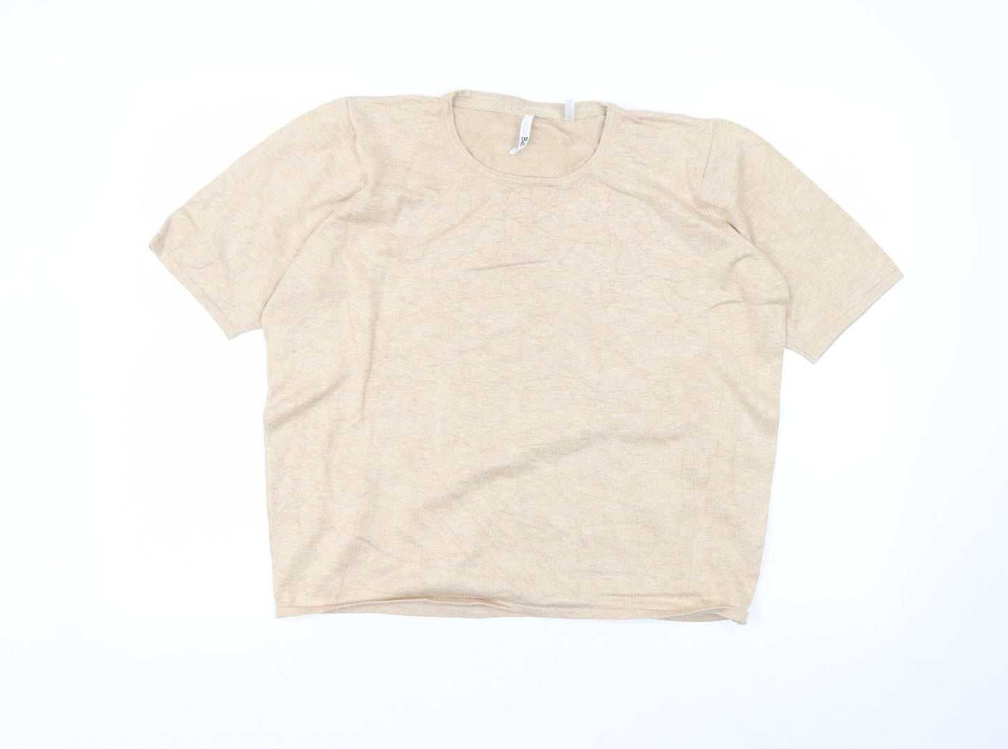label be Womens Beige  Viscose Basic T-Shirt Size 20 Round Neck