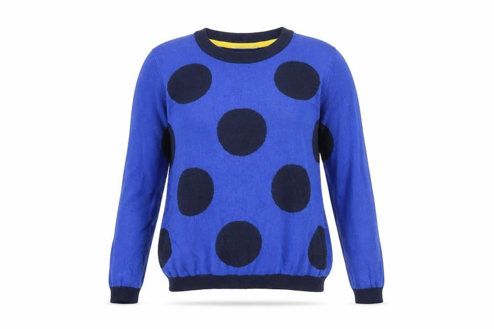 Dickens & jones Womens Blue Polka Dot Nylon Basic T-Shirt Size S Round Neck