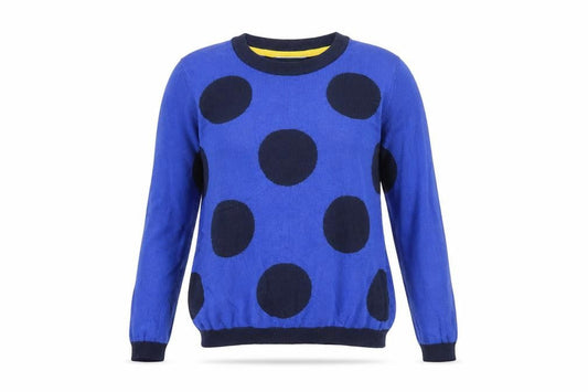 Dickens & jones Womens Blue Polka Dot Nylon Basic T-Shirt Size S Round Neck
