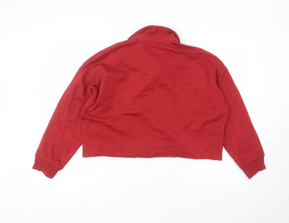Preloved FOREVER 21 Womens Red Collared  Cotton Pullover Jumper Size L - Back