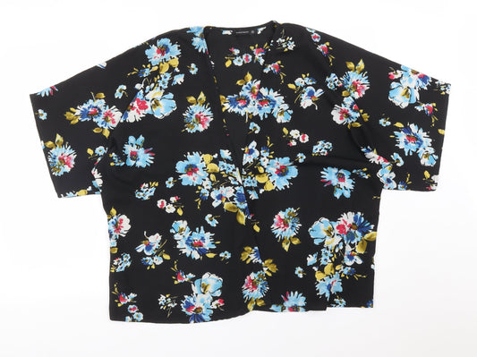 Atmosphere Womens Black  Floral Polyester Cardigan Jumper Size M