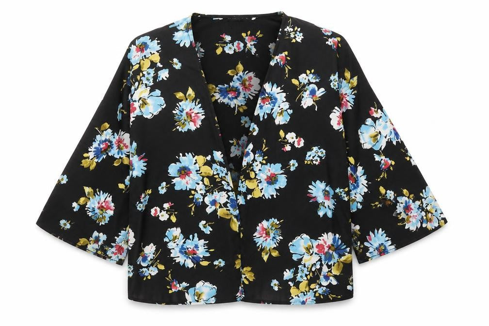 Atmosphere Womens Black  Floral Polyester Cardigan Jumper Size M
