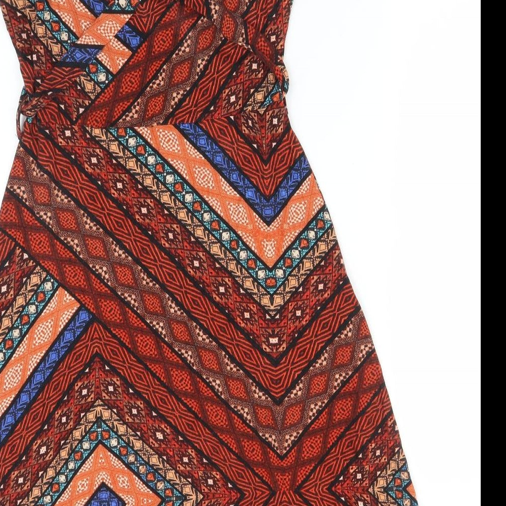 TU Womens Multicoloured Geometric Viscose A-Line  Size 10