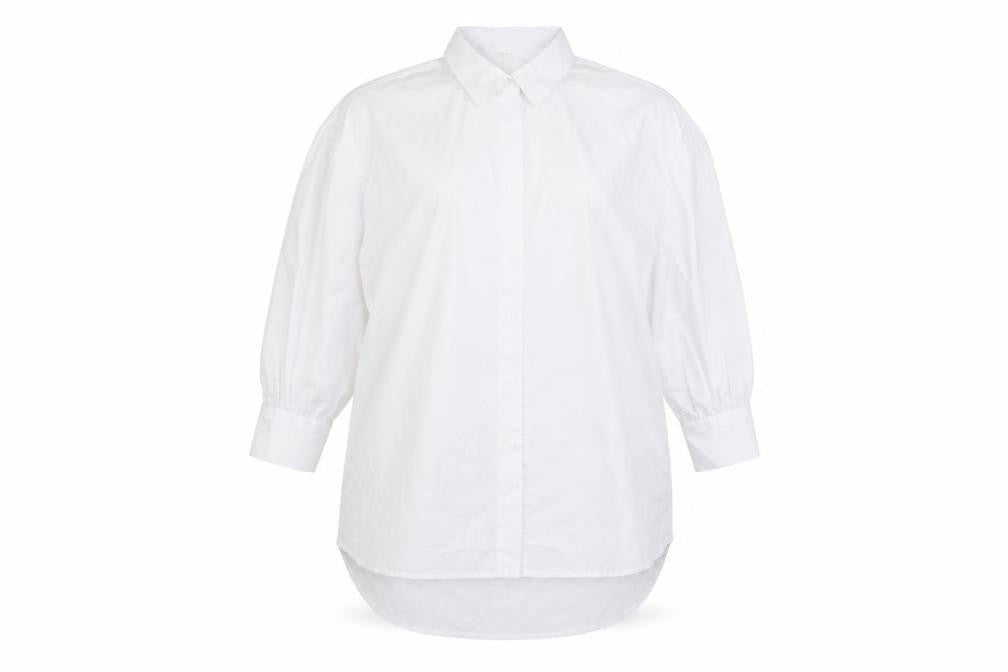 SheIn Womens White  Polyester Basic Button-Up Size M Collared