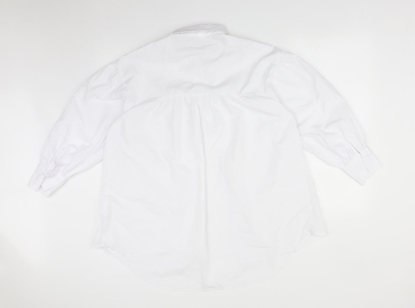 SheIn Womens White  Polyester Basic Button-Up Size M Collared