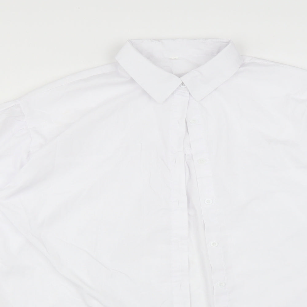 SheIn Womens White  Polyester Basic Button-Up Size M Collared