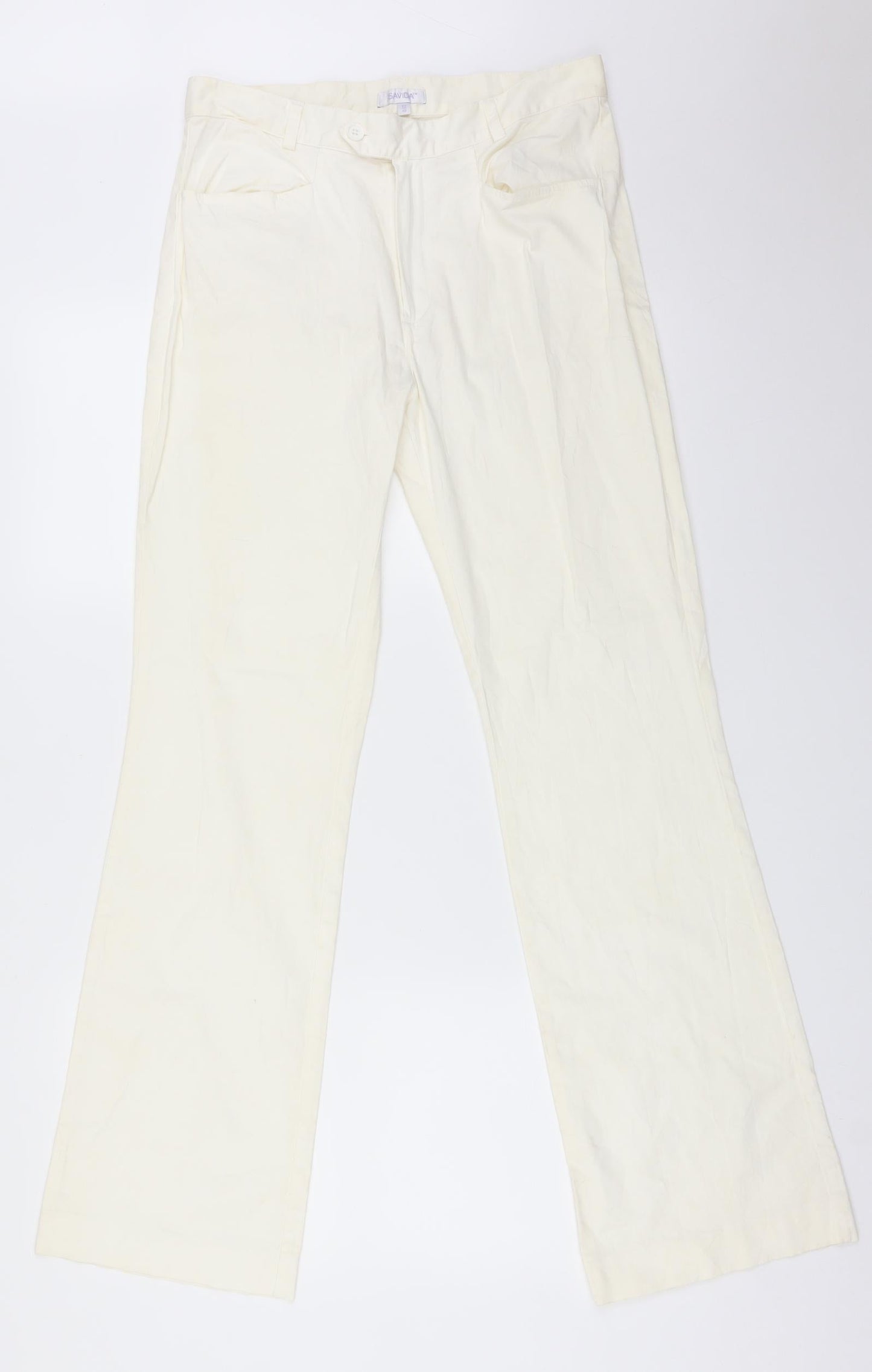 SAVIDA Womens Yellow  Cotton Trousers  Size 12 L31 in Regular