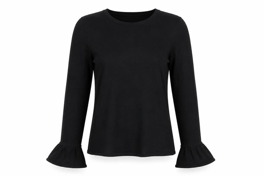 VILA Womens Black  Cotton Basic T-Shirt Size L Round Neck