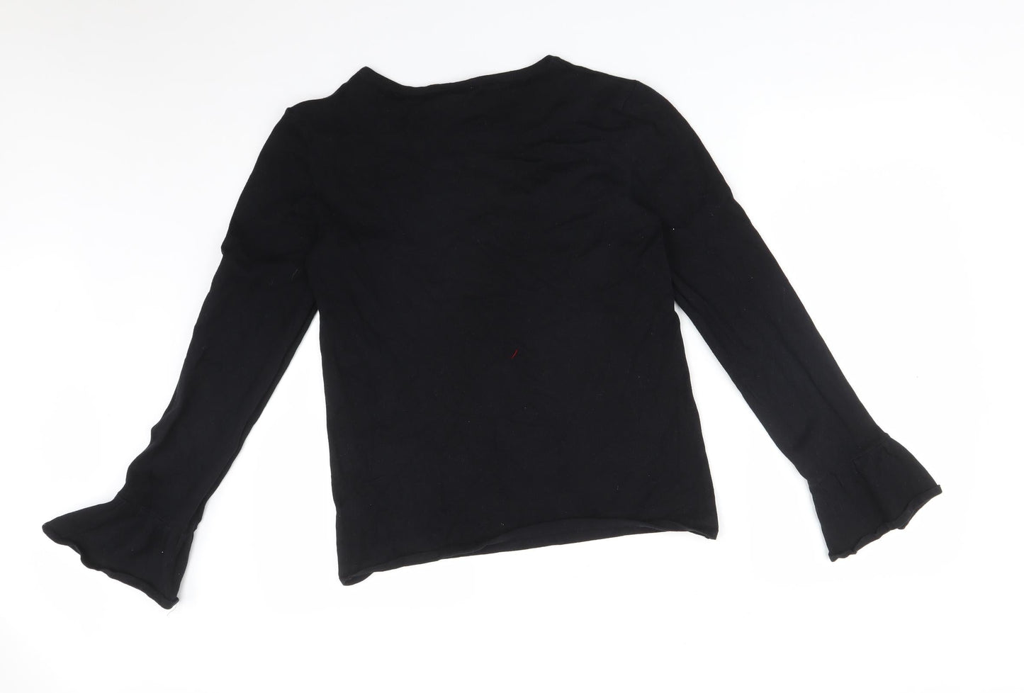 VILA Womens Black  Cotton Basic T-Shirt Size L Round Neck