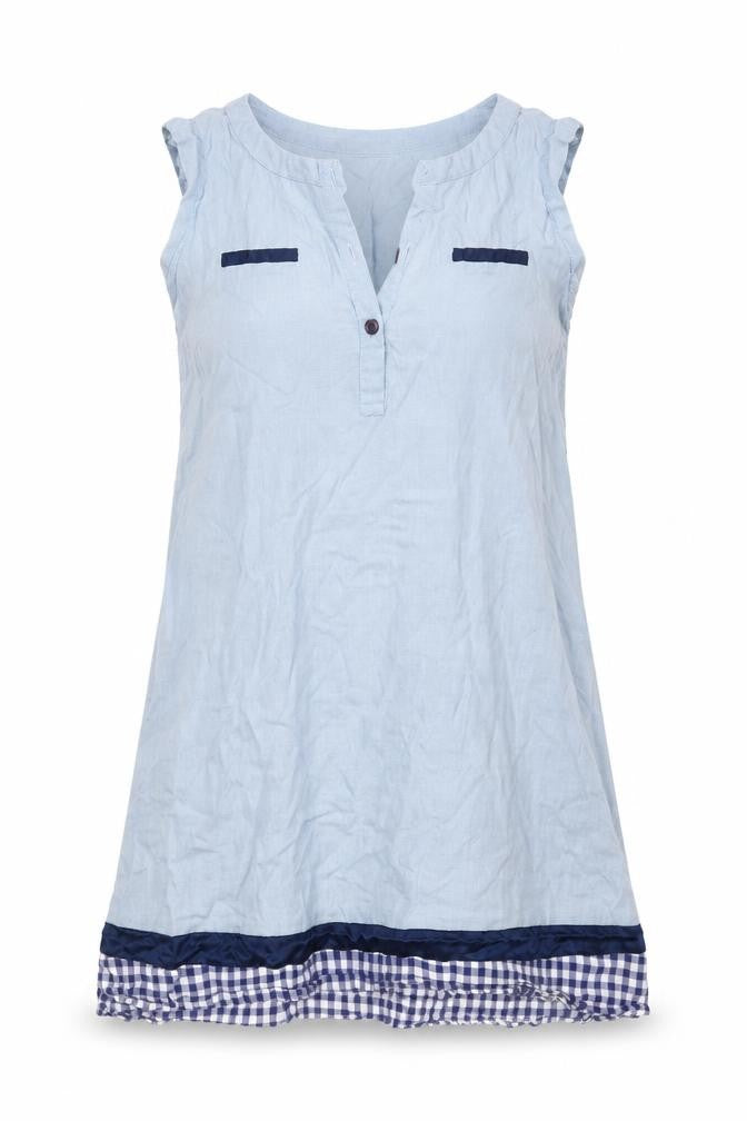 BUMPS Womens Blue Check  Basic T-Shirt Size M Round Neck