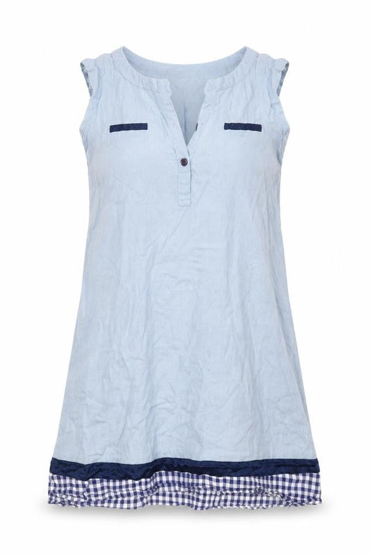 BUMPS Womens Blue Check  Basic T-Shirt Size M Round Neck