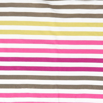 Country Casuals Womens White Striped Cotton Basic T-Shirt Size L
