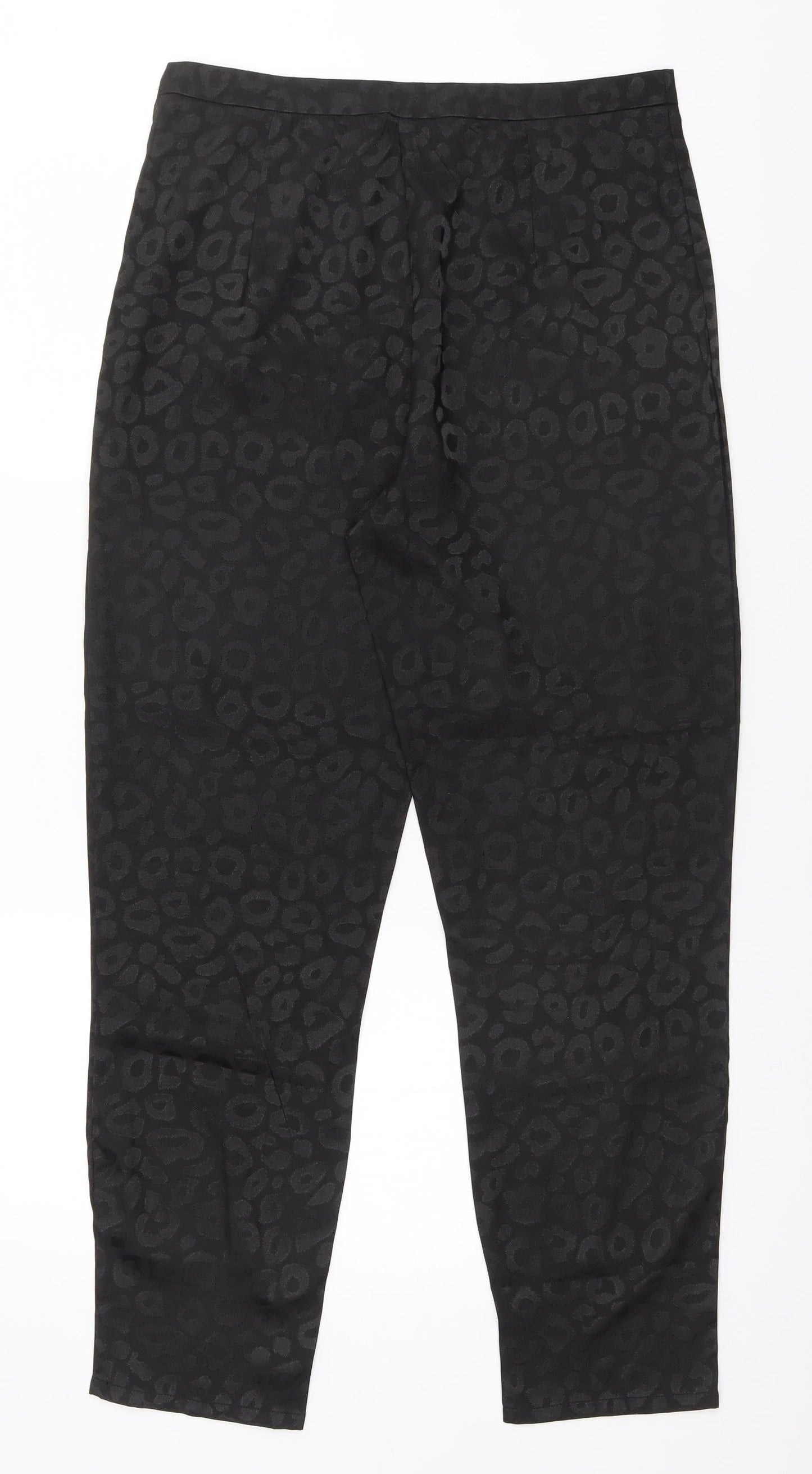 I SAW IT FIRST Womens Black Animal Print Cotton Trousers  Size 12 L30 in Regular