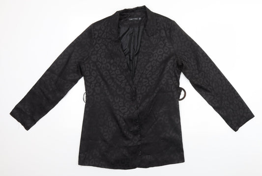 I SAW IT FIRST Womens Black Animal Print Cotton Top Pyjama Top Size 12