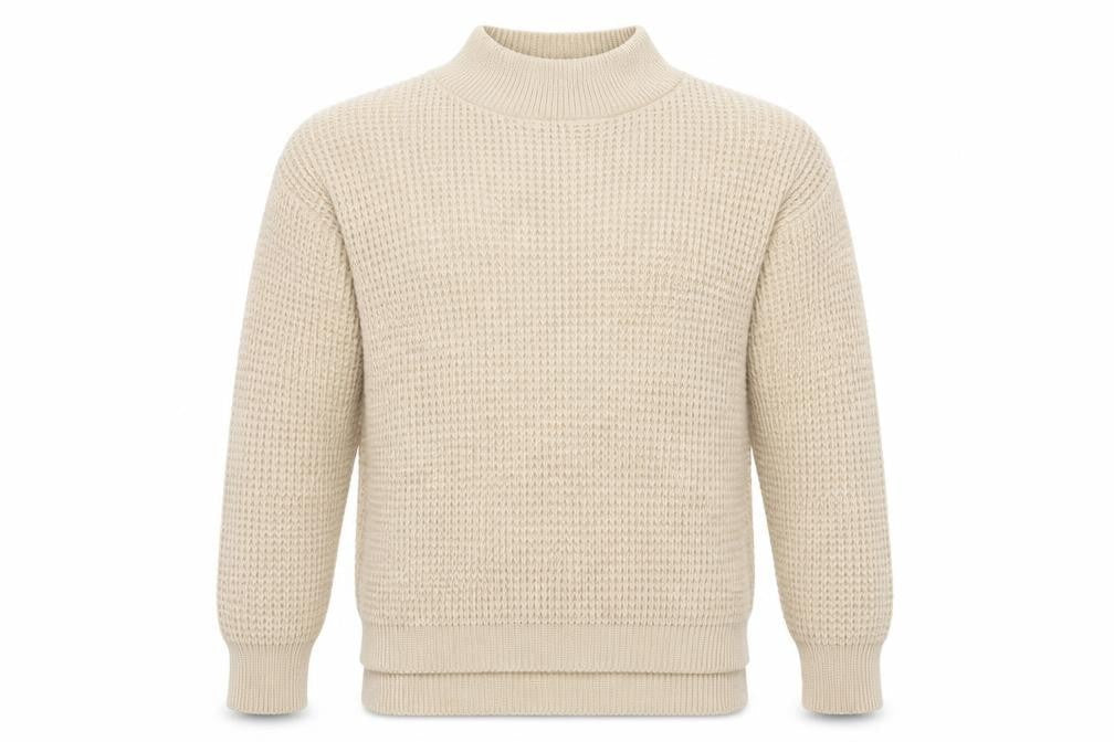 I SAW IT FIRST Mens Beige High Neck  Acrylic Pullover Jumper Size M