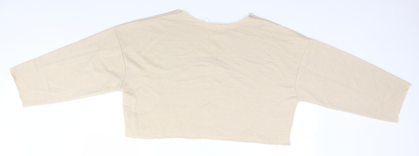 Missguided Womens Beige Round Neck  Polyester Pullover Jumper Size 12