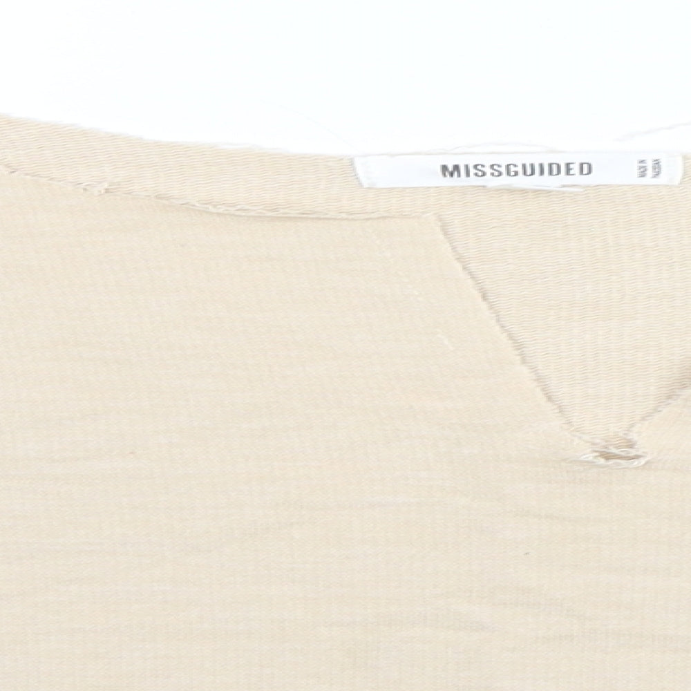 Missguided Womens Beige Round Neck  Polyester Pullover Jumper Size 12