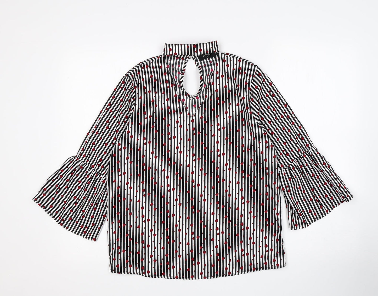 Papaya Womens Multicoloured Striped Polyester Basic Blouse Size 8 V-Neck