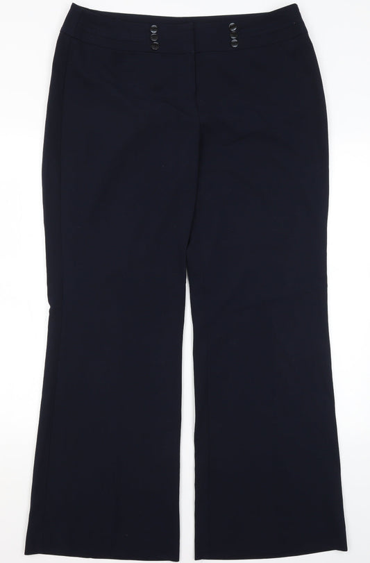 Collection Womens Blue  Polyester Dress Pants Trousers Size 14 L30 in Regular