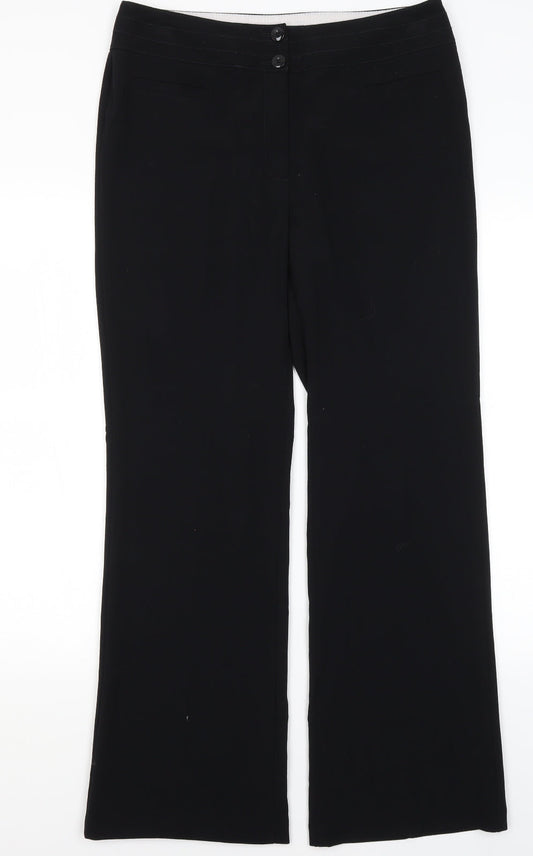 M7S Womens Black  Polyester Dress Pants Trousers Size 12 L29.5 in Regular