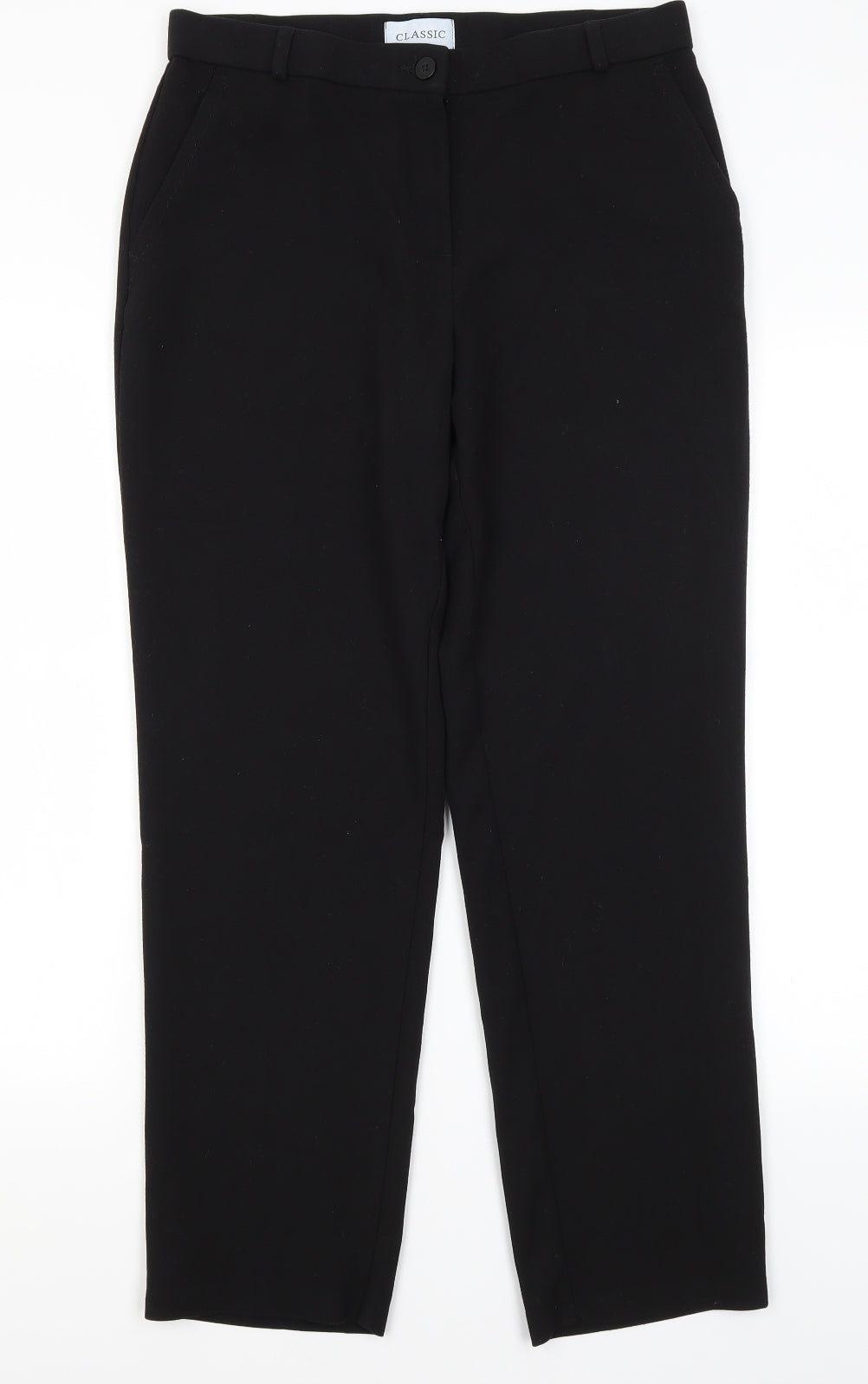 M&S Womens Black  Polyester Dress Pants Trousers Size 12 L28.5 in Regular