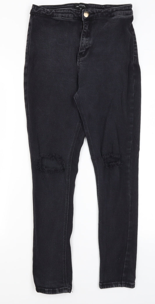 Preloved Pretty Little Thing Womens Black  Cotton Skinny Jeans Size 12 L26.5 in Regular - Front