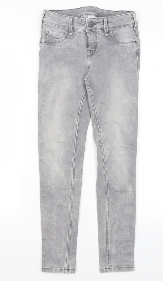 Here & There Girls Grey  Cotton Skinny Jeans Size 12 Years L25 in Regular