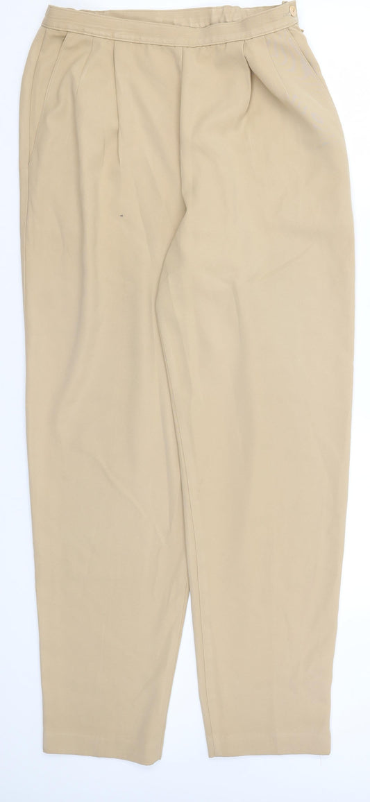 M&S Womens Brown  Polyester Trousers  Size 14 L29.5 in Regular