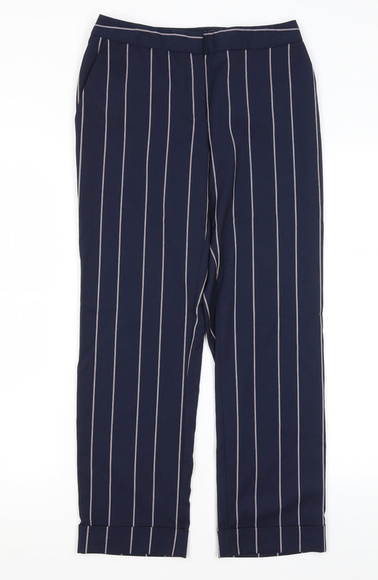 ASOS Womens Blue Striped Polyester Trousers  Size 6 L26.5 in Regular