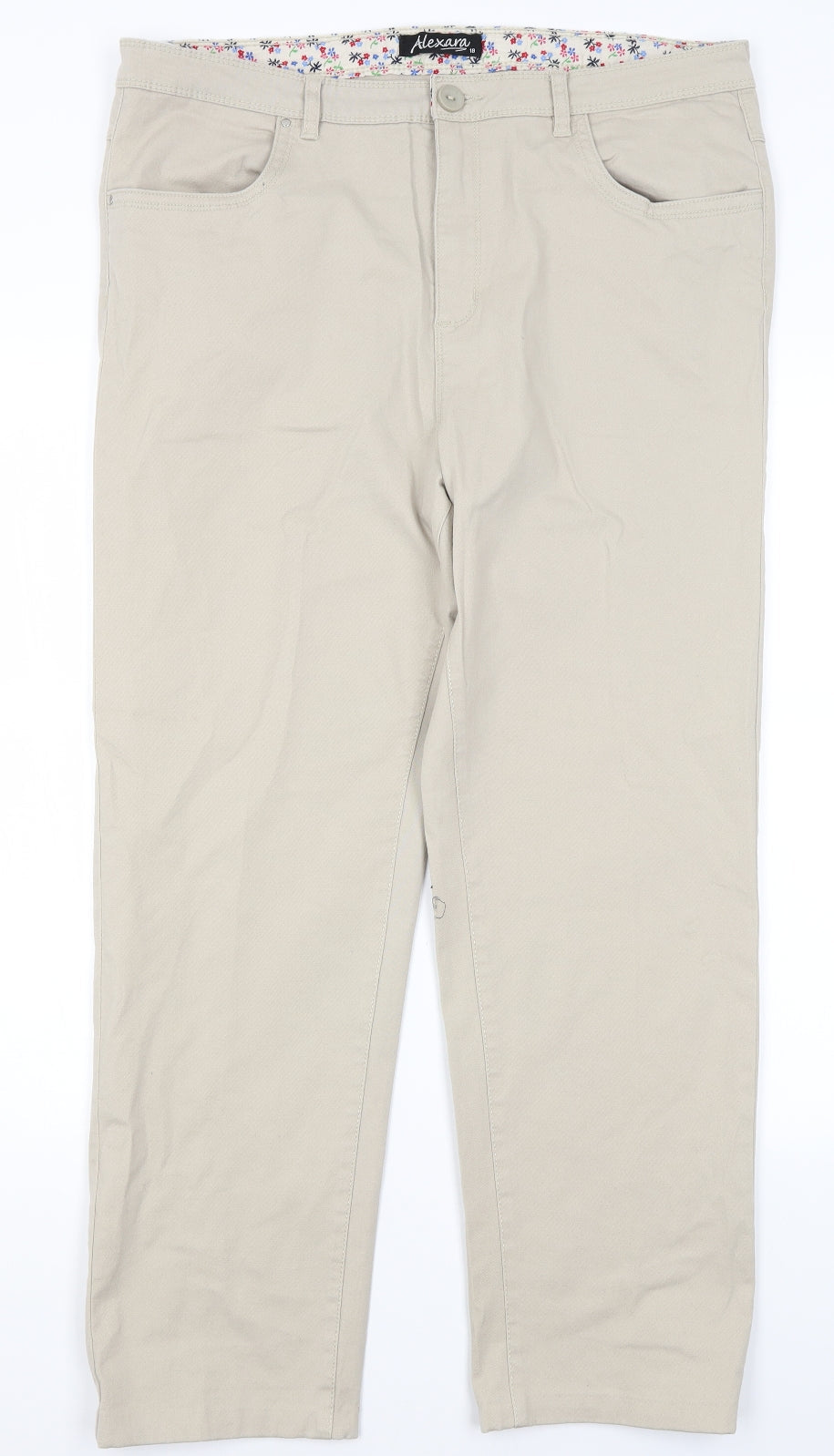 Alexara Womens Beige  Cotton Trousers  Size 18 L28 in Regular