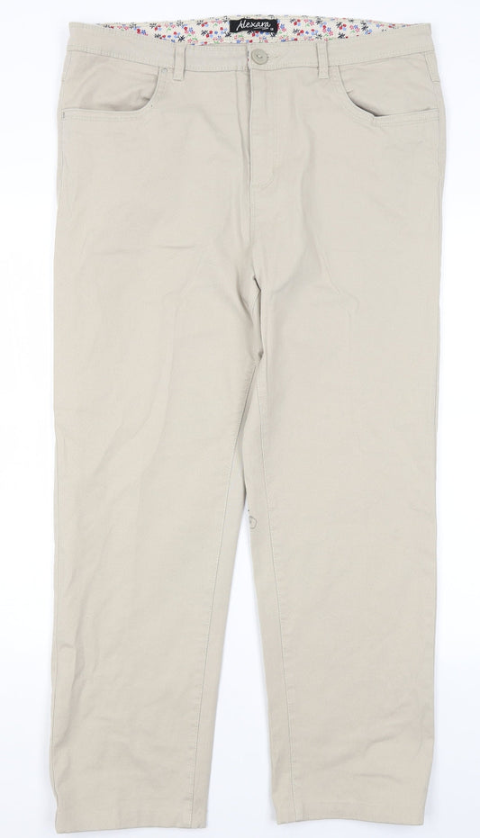 Alexara Womens Beige  Cotton Trousers  Size 18 L28 in Regular