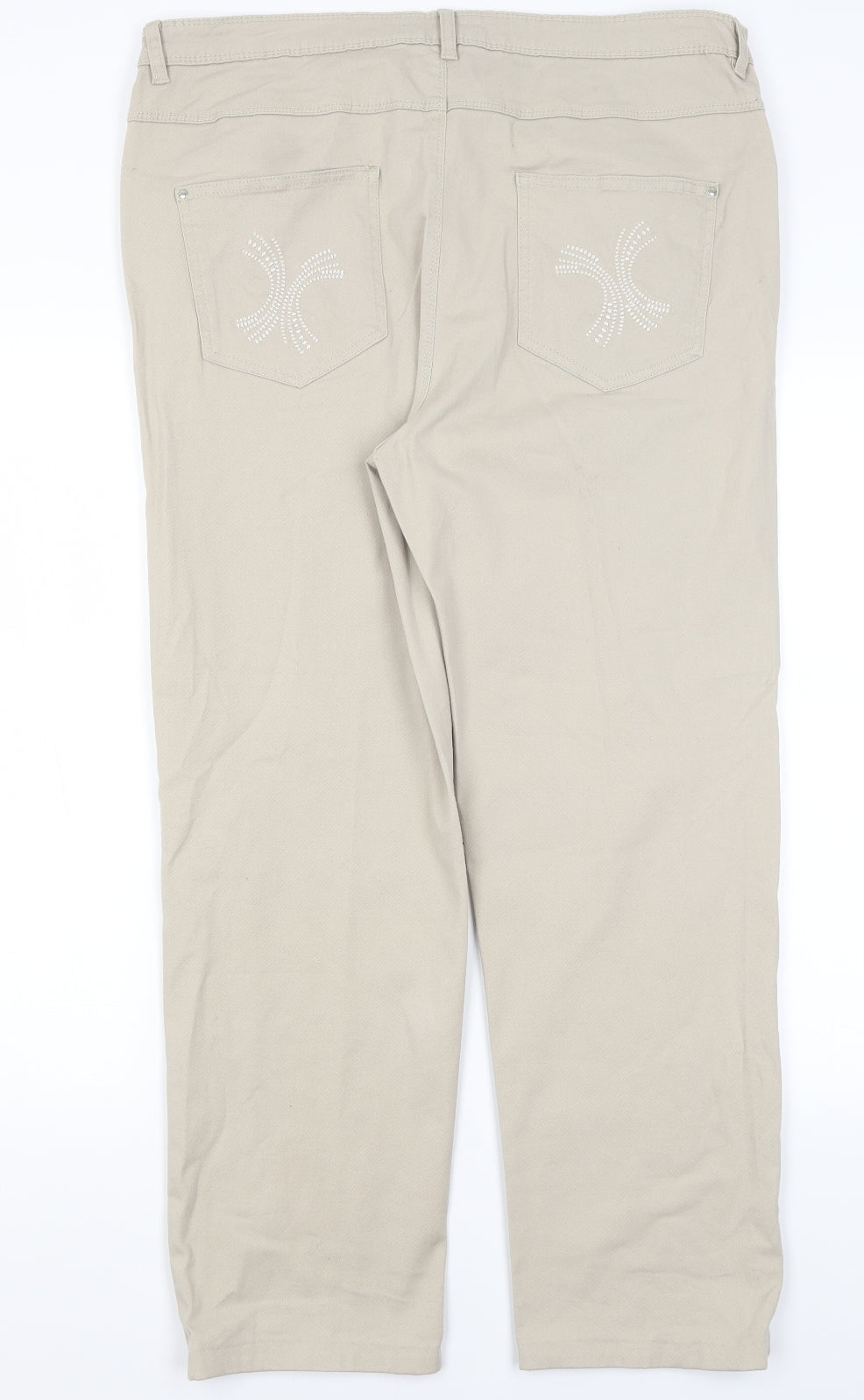 Alexara Womens Beige  Cotton Trousers  Size 18 L28 in Regular