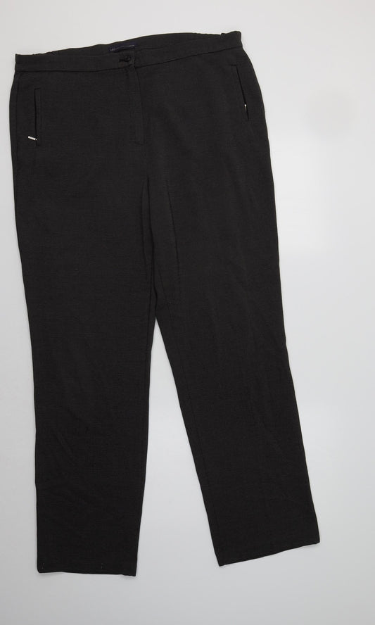 M&S Womens Grey  Polyester Dress Pants Trousers Size 16 L32 in Regular
