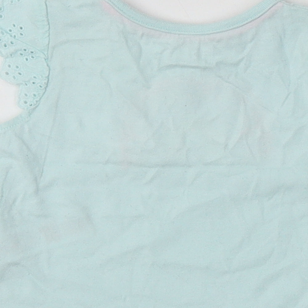 F&F Baby Blue  Cotton Basic Blouse Size 0-3 Months Crew Neck  - Rainbow