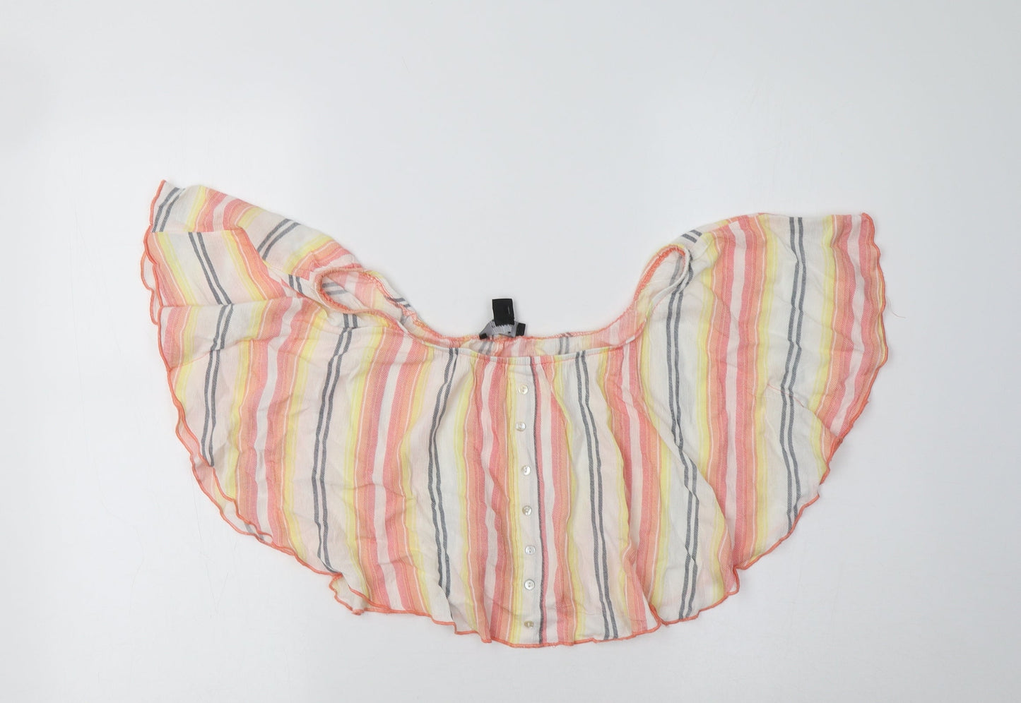 Primark Womens Multicoloured Striped Viscose Cropped Blouse Size 14 Off the Shoulder