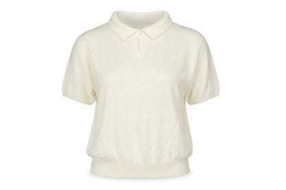 Canda Womens Ivory Collared  Acrylic Pullover Jumper Size M