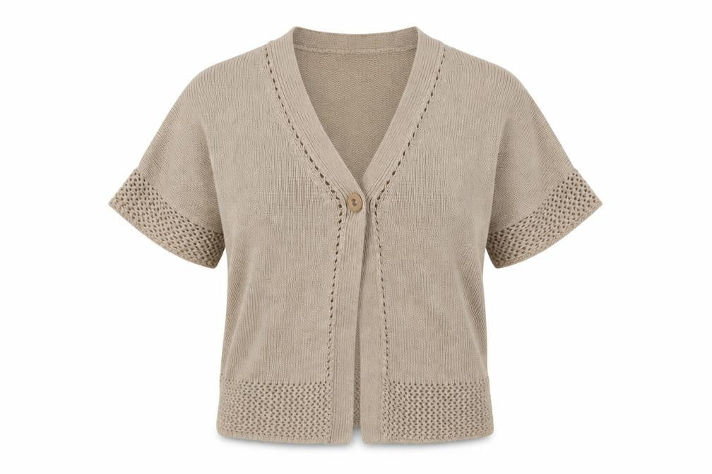 Marks & Spencer Womens Beige V-Neck  Acrylic Cardigan Jumper Size 10