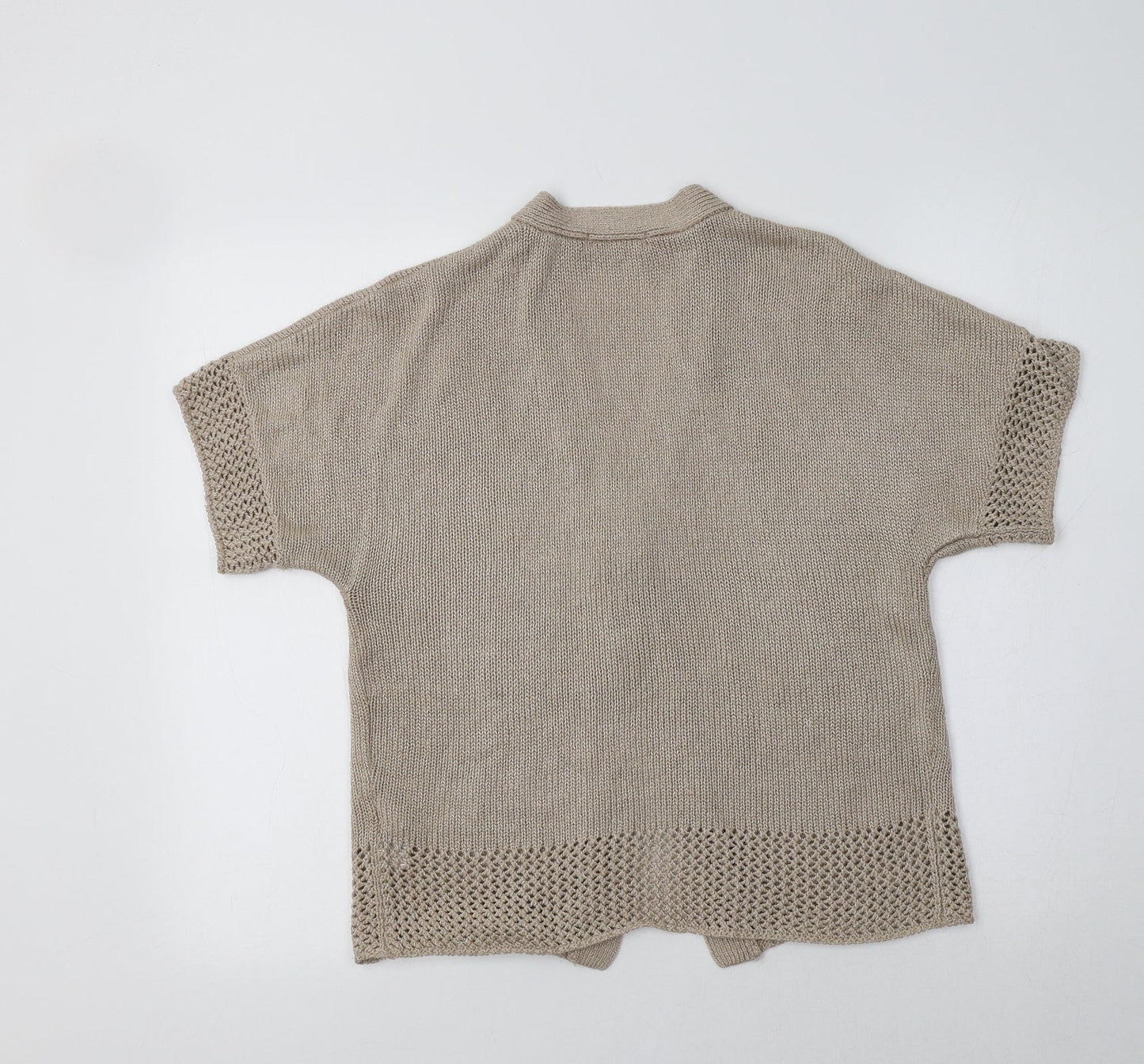 M&S Womens Beige V-Neck  Acrylic Cardigan Jumper Size 10