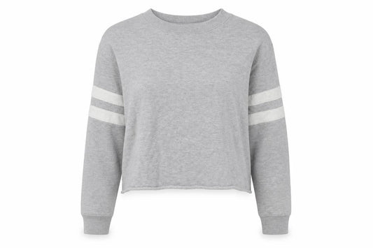 Miss Selfridge Womens Grey Striped Cotton Pullover Sweatshirt Size 8