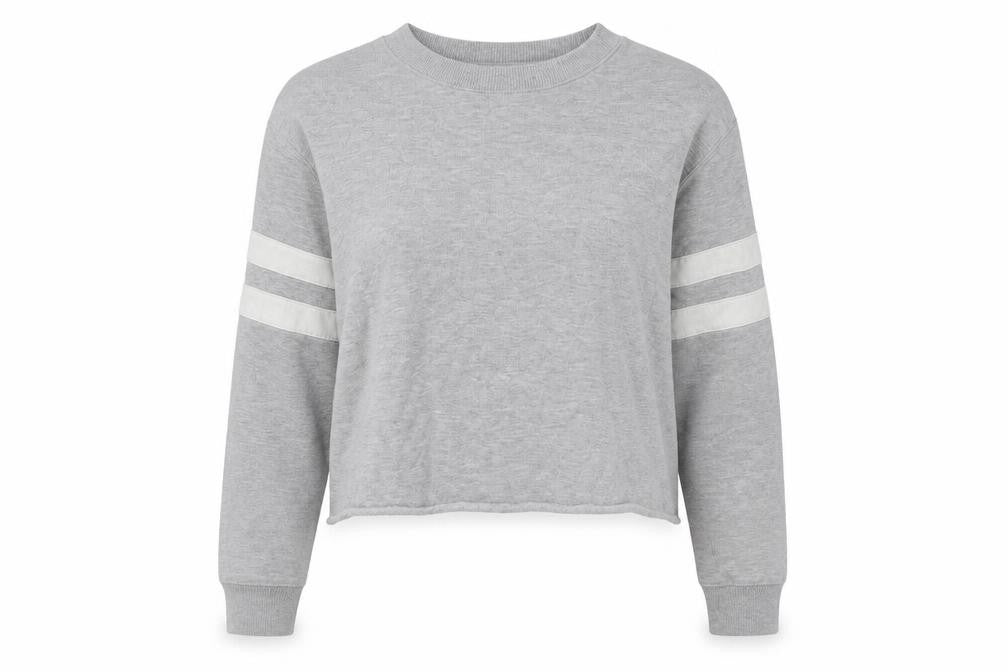 Miss Selfridge Womens Grey Striped Cotton Pullover Sweatshirt Size 8