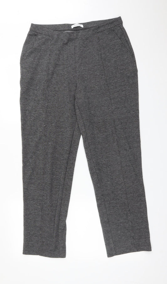 M&S Womens Black  Polyester Trousers  Size 14 L28 in Regular