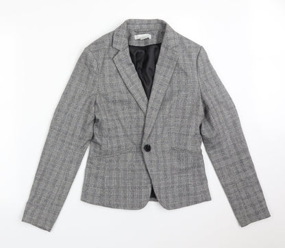 H&M Womens Multicoloured Check Polyester Jacket Suit Jacket Size 8