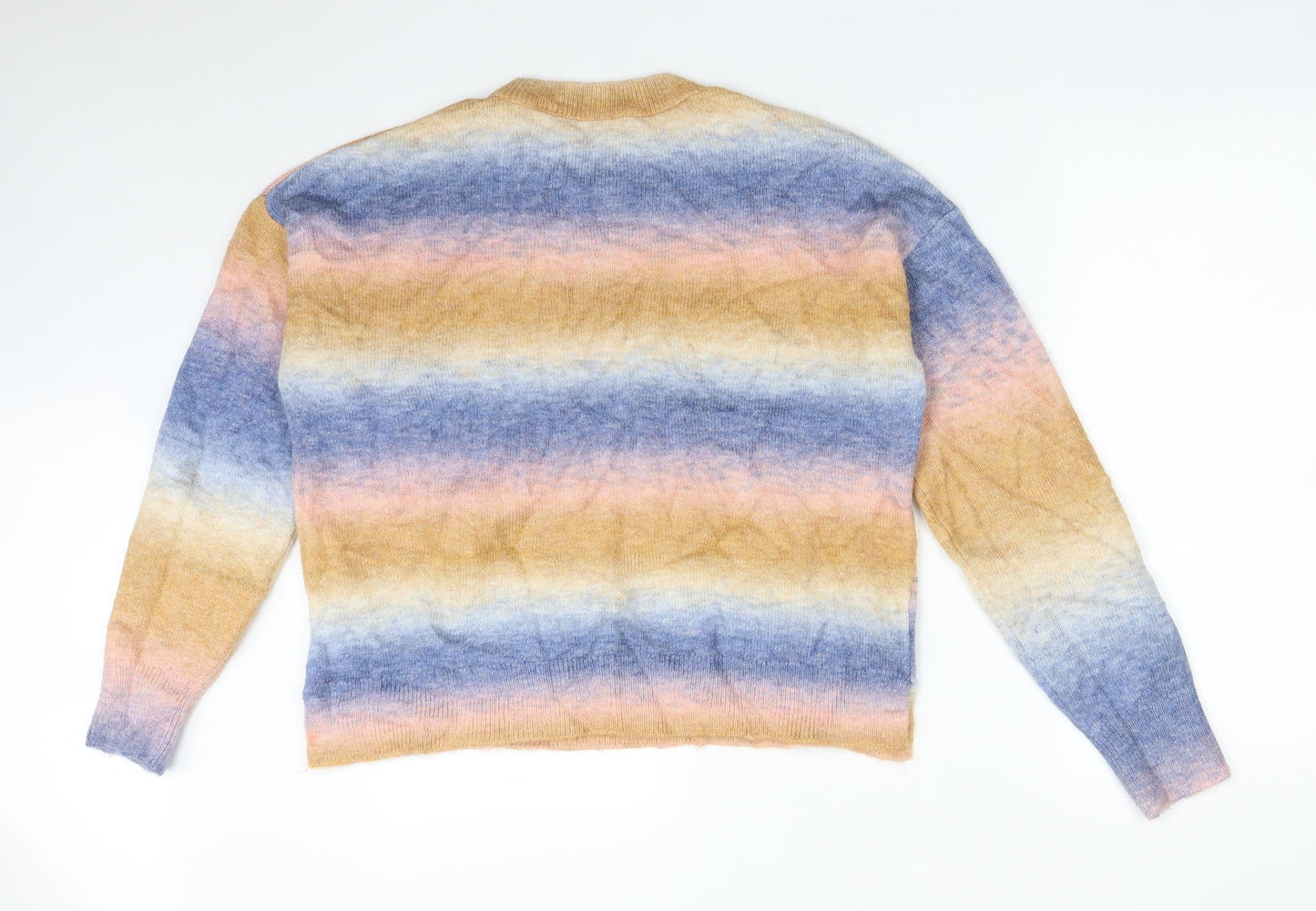 New Look Womens Multicoloured Striped Acrylic Pullover Sweatshirt Size M