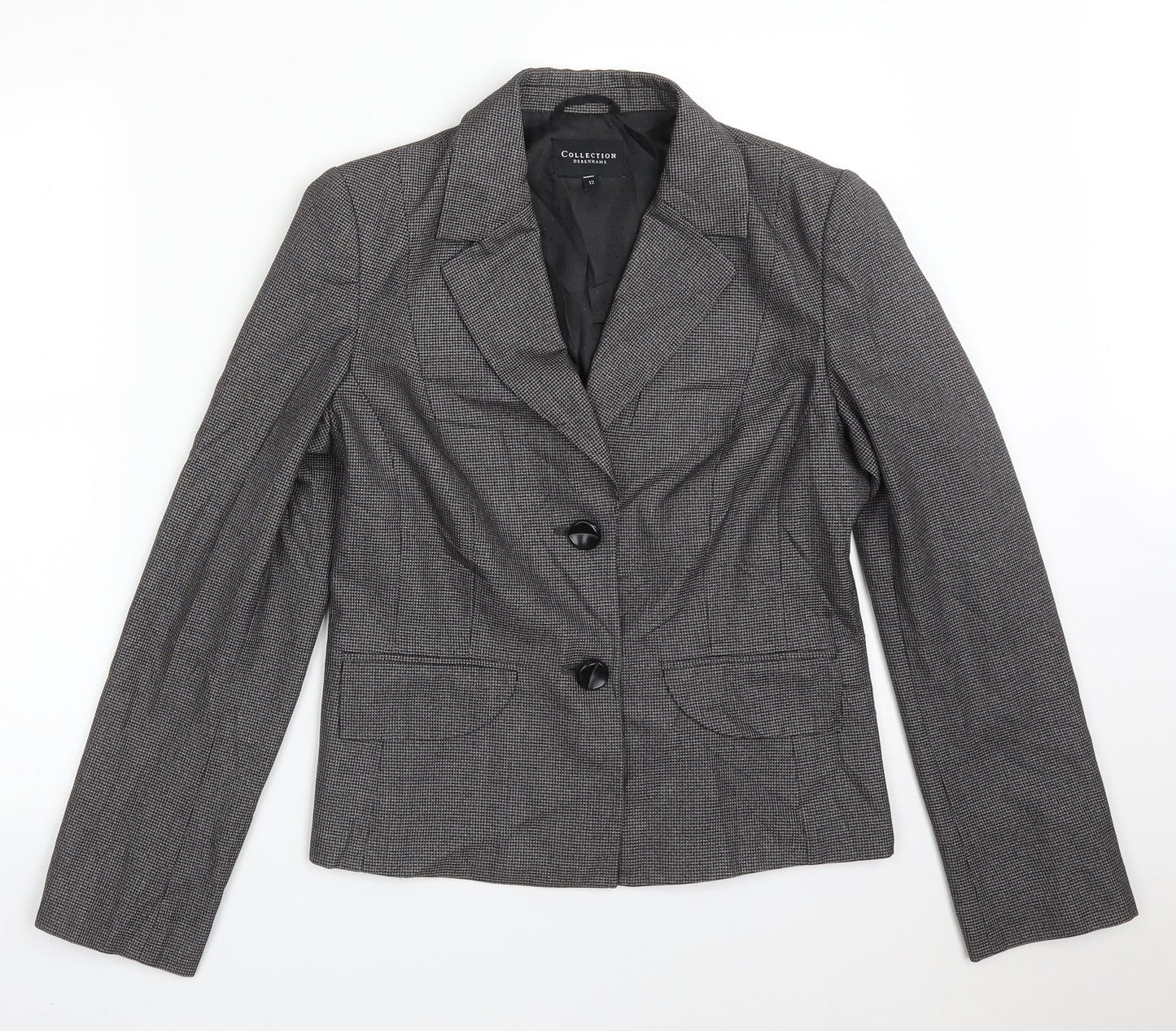 COLLECTION Womens Multicoloured Houndstooth Polyester Jacket Suit Jacket Size 12