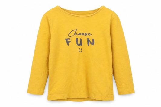 F&F Baby Yellow  Cotton Basic T-Shirt Size 12-18 Months Round Neck  - CHEESE FUN